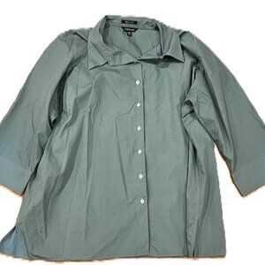Women's 26W Green Wrinkle Free Broadcloth Oxford